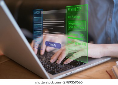 Person using AI agent workflow automation system technology innovation process citation data analysis information network, research and development concept
