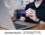 Person using generative AI software innovation artificial intelligence create media image prompt text technology digital online access creative assistant development service concept