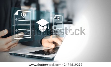 A person using laptop on e leag concept.