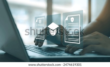 A person using laptop on e leag concept.
