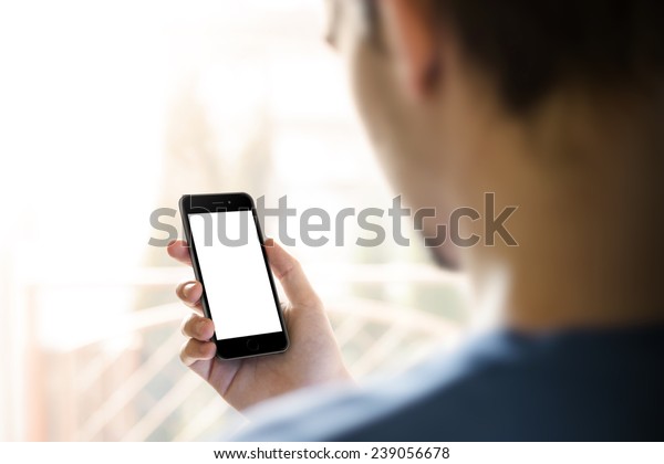 Person Using Mobile Smartphone Shot Thirdperson Stock Photo Edit Now