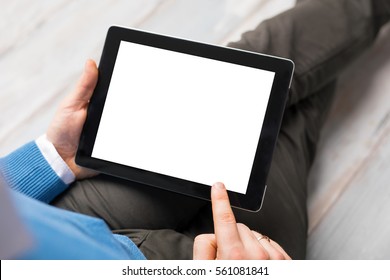 Person using tablet computer