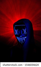 Person Wears Illuminated Mask Halloween Costume Stock Photo 1546034624 ...