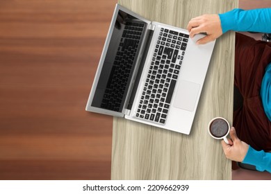 Person work or study with a laptop computer