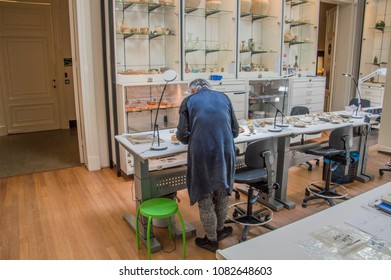 Person Working At An Archeology Lab Allard Pierson Museum Amsterdam The Netherlands 2018 