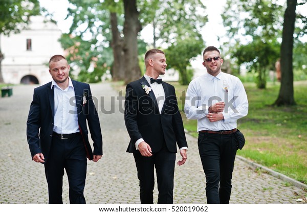 Personable Groom Best Mans Groomsman Posed Stock Photo Edit Now