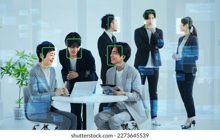 Personal authentication system concept. Face recognition. Biometrics.