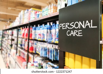 Personal Care Household Signage Grocery Categoy Aisle At Supermarket