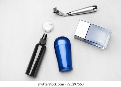 Personal Care Products For Men On Light Background