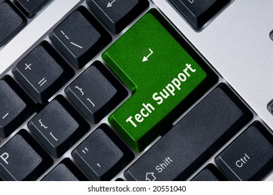 Personal Computer Keyboard With Green Key Tech Support