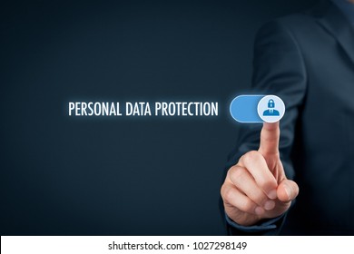 Personal Data Protection Concept. Businessman Activate Sensitive Personal Data Protection.