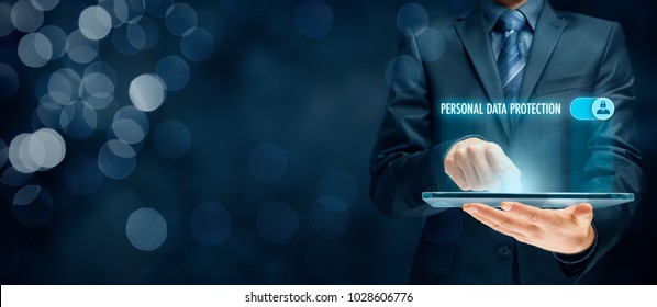 Personal Data Protection Concept. Businessman Activate Sensitive Personal Data Protection.