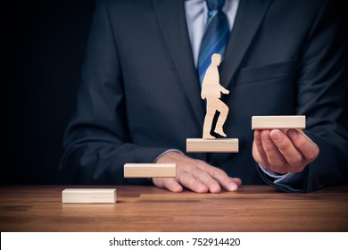 Personal development, personal and career growth, progress and potential concepts. Coach (human resources officer, manager, mentor) motivate employee to growth. - Shutterstock ID 752914420