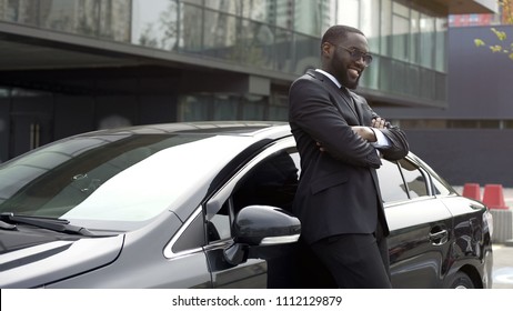 Personal Driver Of Important Person On Chic Car, Loving And Enjoying His Work