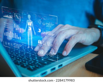Personal health information. Healthcare assurance internet online support ambulance concept. File Medical Data Security Safety Concept. treatment of patients through the online system.