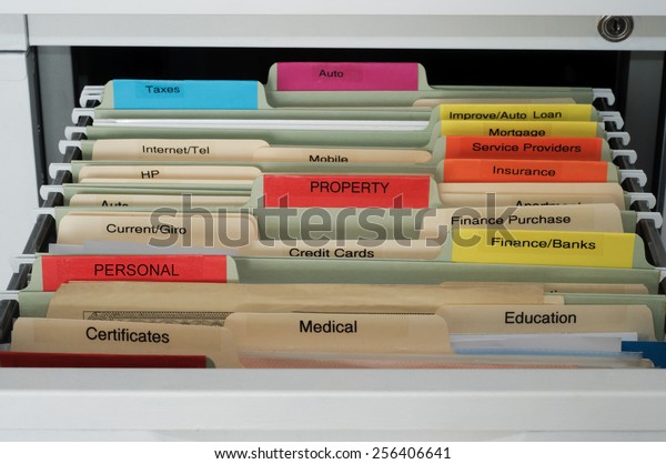 Personal House Documents Organization Hanging Files Business Finance Stock Image 256406641