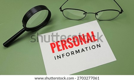 Personal information concept with digital data, privacy protection, identity management, cybersecurity, secure login, confidential documents, and data security. 