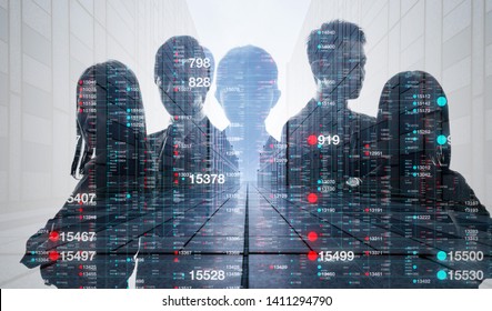 Personal information concept. Group of engineer.