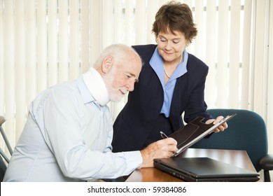 Personal Injury Lawyer Signs Up A New Injured Client.