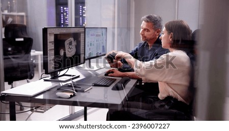 Personal Office Model Worker Designing Industry Equipment