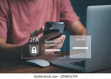 Personal Online Cyberspace Security Privacy Protection Data With 2Fa, Two-Factor ,Internet Network Security, Encrypted Data Privacy Protect Cyber Hacker Threat.