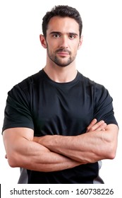 Personal Trainer With Is Arms Crossed, Isolated In White