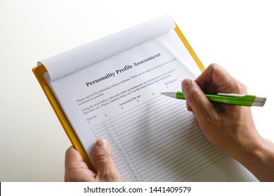 Personality Test Or Assessment Form As Part Of Job Interview Screening Process. An Employment Or Hiring Concept