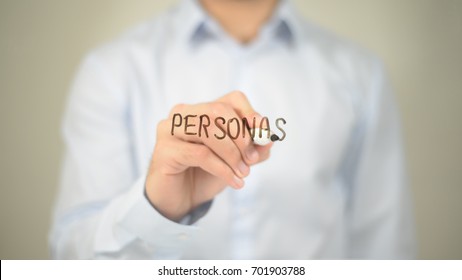 Personas , Man writing on transparent screen