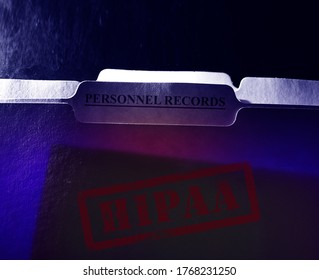 Personnel Records Folder HIPAA Text -- Employee Health Records Privacy Concept