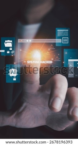 A person's hand touching a futuristic interface showing a 