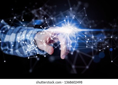 persons hand use digital interface, worldwide communication system - Shutterstock ID 1368602498