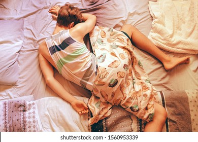 Person's Wrong Position During The Sleep In Bed, Bad Posture