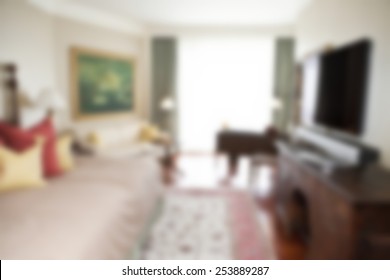 Perspective Of  Beautiful Bedroom Blur Background