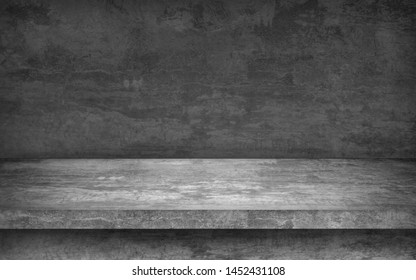 Perspective Cement Floor Or Concrete Shelf Table For Interior Display Products And Web Page . Studio Room Gradient Background