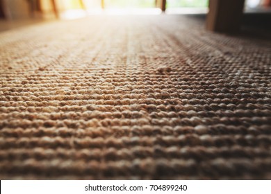 Perspective Close-up Beige Carpet Texture Floor Of Living Room