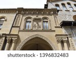Perspective of the Gothic facade of the Saint Nicholas Church (Iglesia de San Nicolás) in Pamplona. It was built in the 14th century