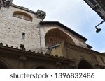 Perspective of the Gothic facade of the Saint Nicholas Church (Iglesia de San Nicolás) in Pamplona. It was built in the 14th century