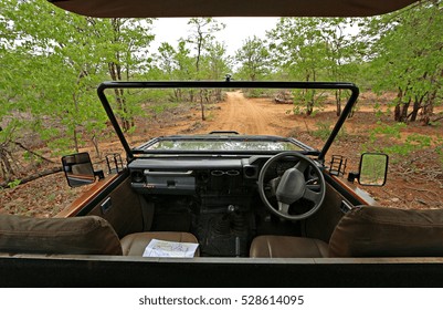 Perspective From Inside A Game Ranger Vehicle Driving 