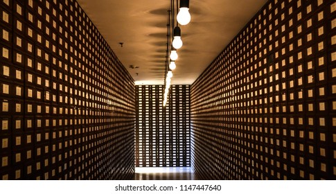 Perspective Photo Looking Down The Hallway Of A Vintage Mailroom