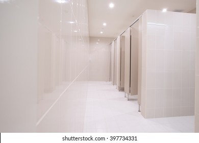 Perspective of public restroom