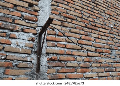 Perspective of a red brick wall. suitable for background and building themes