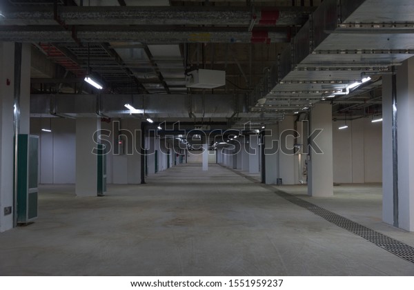 Perspective space landscape of underground\
garage under\
construction
