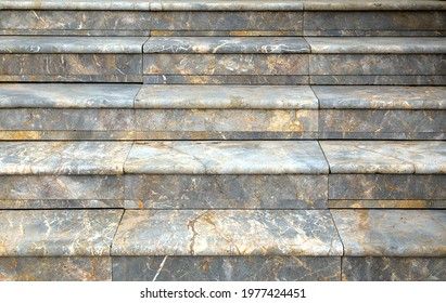 Perspective Stepping Stone. Pattern Of Marble Stone Stair. Concrete Staircase Grey Stairs 