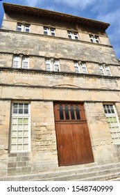 Perspective Of The Stone Facade Of The Romanesque House Of Saint Gilles, France (Maison Romane De Saint-Gilles). It Was Built Between The 12th And 13th Century And Was The Home Of Pope Clement IV