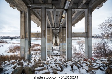 Perspective Underneath A Saskatoon Bridge, Canada