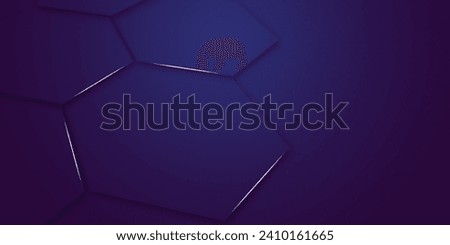 perspective view, geometric hexagon pattern, gradients, big and small with glowing. dark purple background