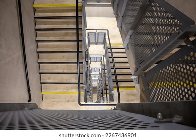 Perspective view looking down a staircase