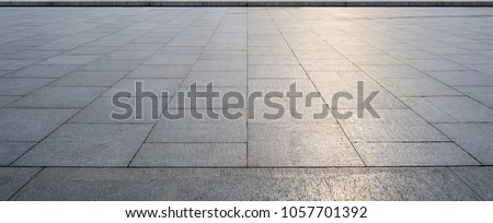 Perspective View of Monotone Gray Brick Stone on The Ground for Street Road. Sidewalk, Driveway, Pavers, Pavement in Vintage Design Flooring Square Pattern Texture Background