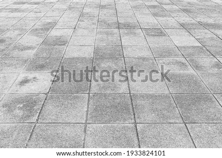 Perspective View Monotone Gray Brick Stone Pavement on The Ground for Street Road