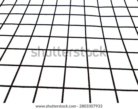 Perspective view of a rusty metal wire grid mesh fence on a white background.